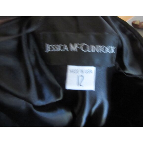 Jessica McClintock Strapless Black Cocktail Dress Size 12 Elegant Polyester & Sp - Picture 5 of 5
